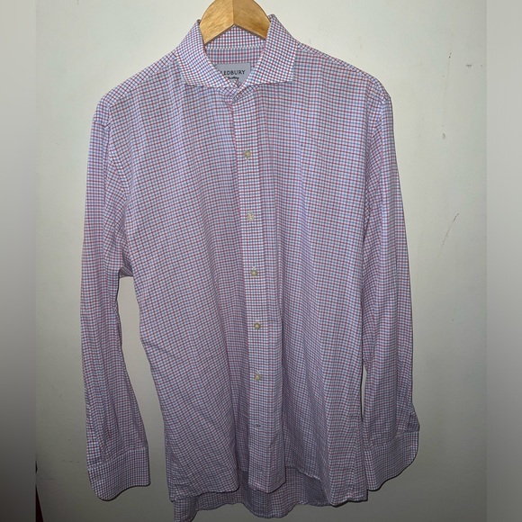 Ledbury Men’s XL pink & blue plaid long Sleeve Button Shirt - Picture 2 of 5